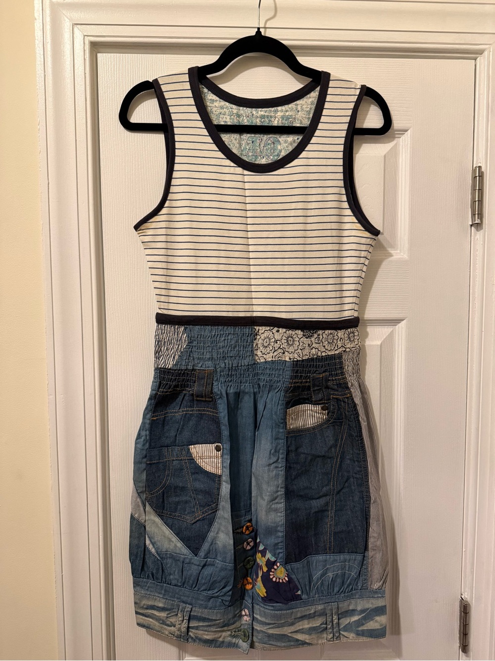 Desigual Striped Tank & Patchwork Denim Dress